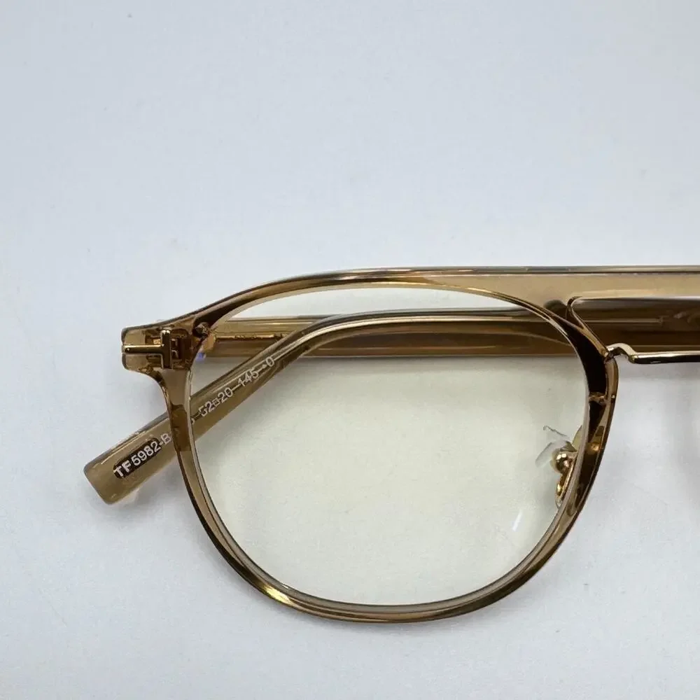 Tom Ford Eyeglasses Frame TF5982-B 045 Shiny Light Brown Pilot 52-20-145mm